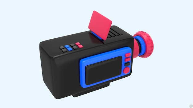 3d render movie recorder video camera for film or live cinema streaming isolated icon illustration