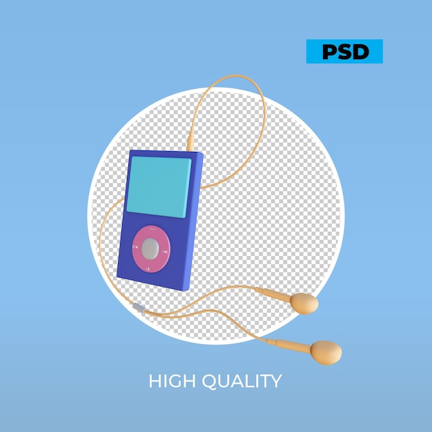 PSD 3d render music player