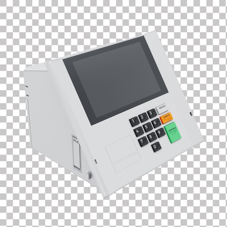 PSD 3d render of new brazilian electronic voting machine with transparent background