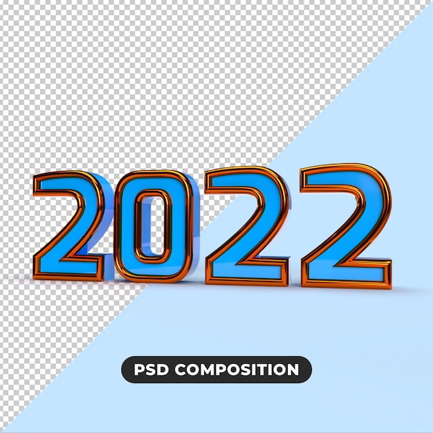 PSD 3d render  new year 2022 concept  blue