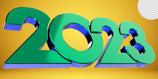 PSD 3d render new year 2023 logo design with transparent background