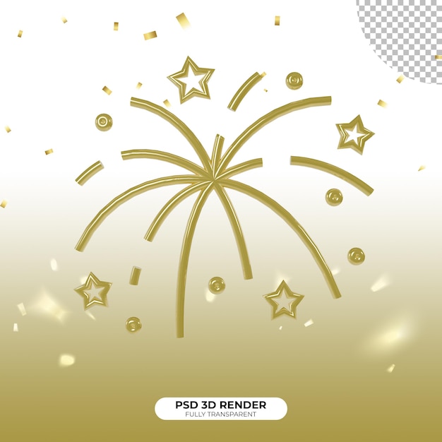 3d render new year firework and star