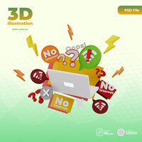 3d render no internet connection illustration