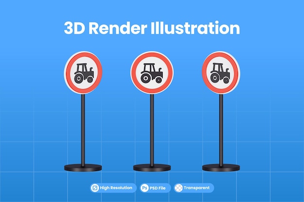 3d rendono nessun trattore oad sign premium psd