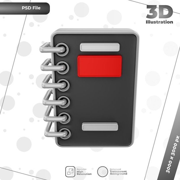 PSD illustrazione della nota di rendering 3d