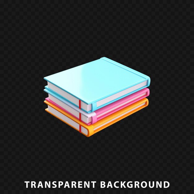 3d render notebooks isolated on transparent background