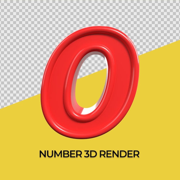 3d render number 0 red color