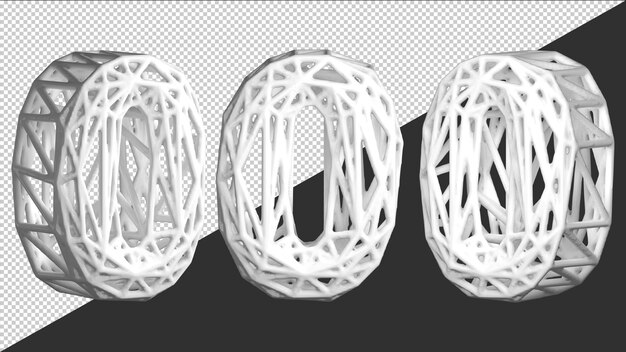 3D визуализация номер 0 белый аннотация