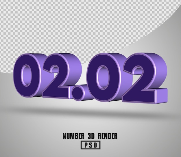 Numero render 3d 02.02 colore viola