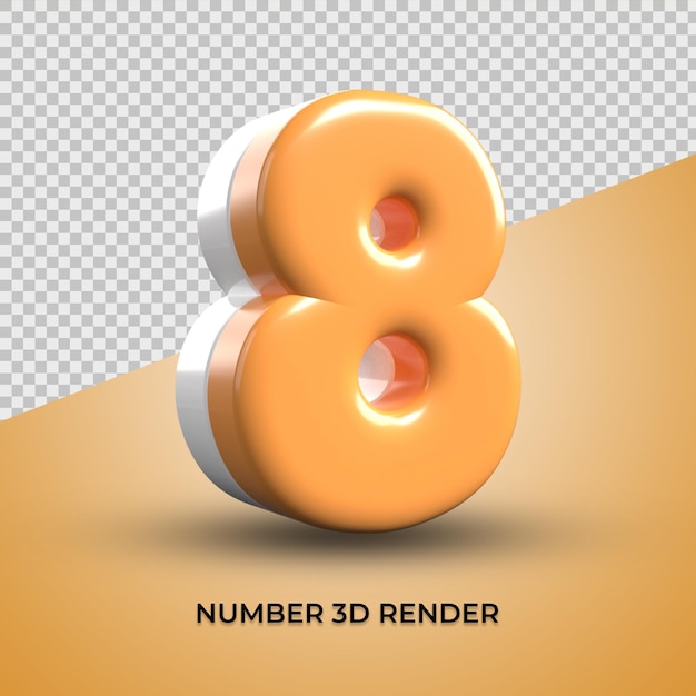 3d render number 08 color combination