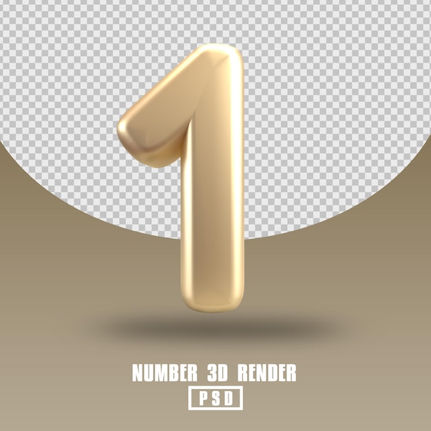 3D render number 1 gold style