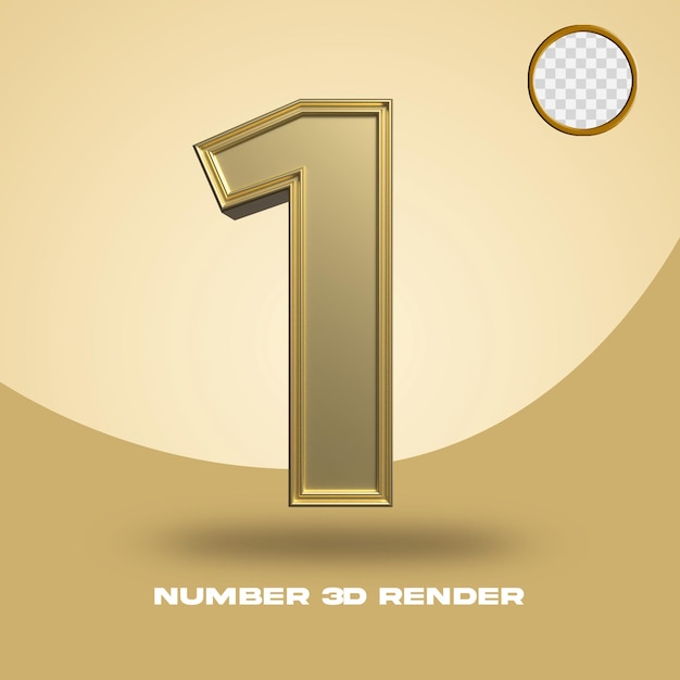 3D render number 1 gold