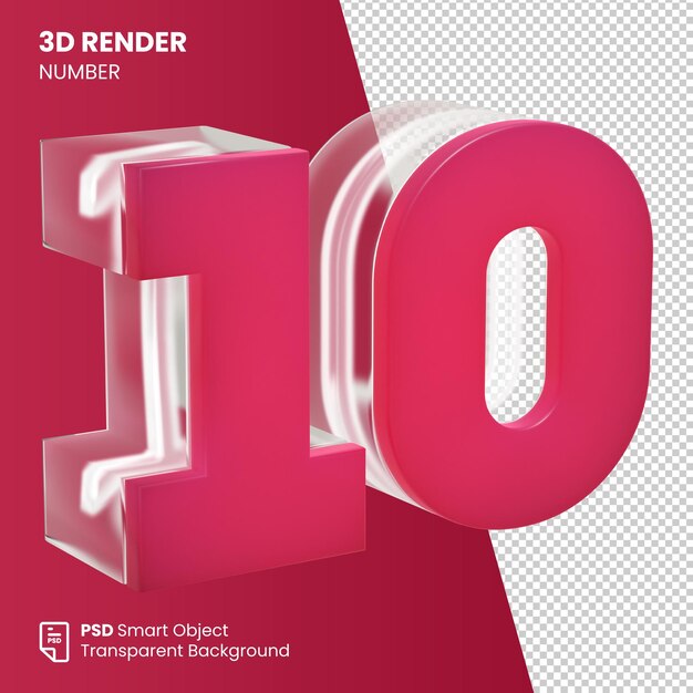 PSD 3d-рендер номер 10 с цветом viva magenta