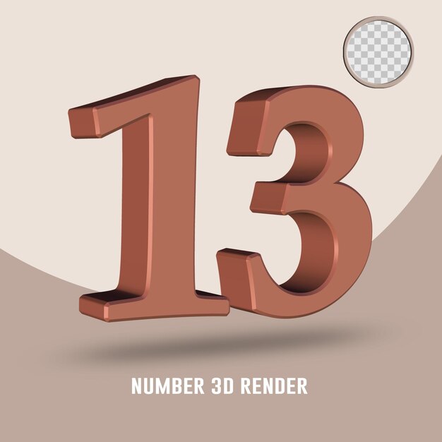 3d render number 13 copper color