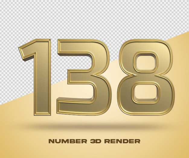 3d render number 138 gold color