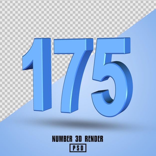 3d render number 175 light blue color