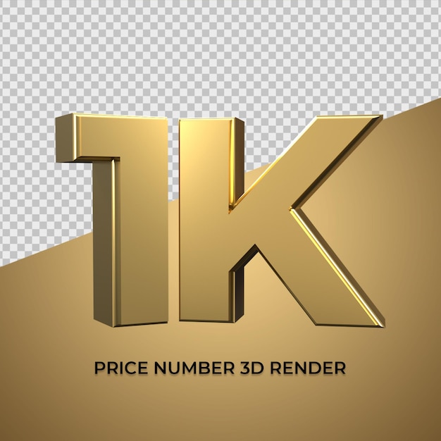 PSD 3d render number 1k gold style