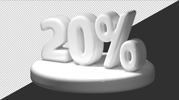 3d render number 20 percentage for progress discount sale