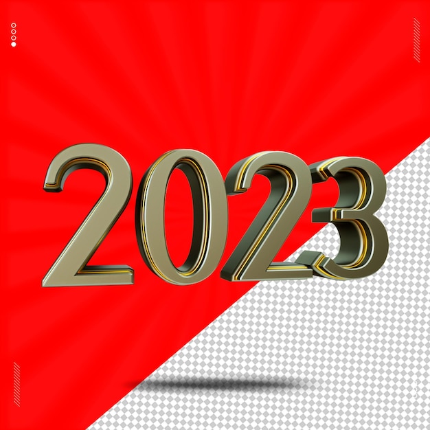 PSD 3d render number 2023 font steel