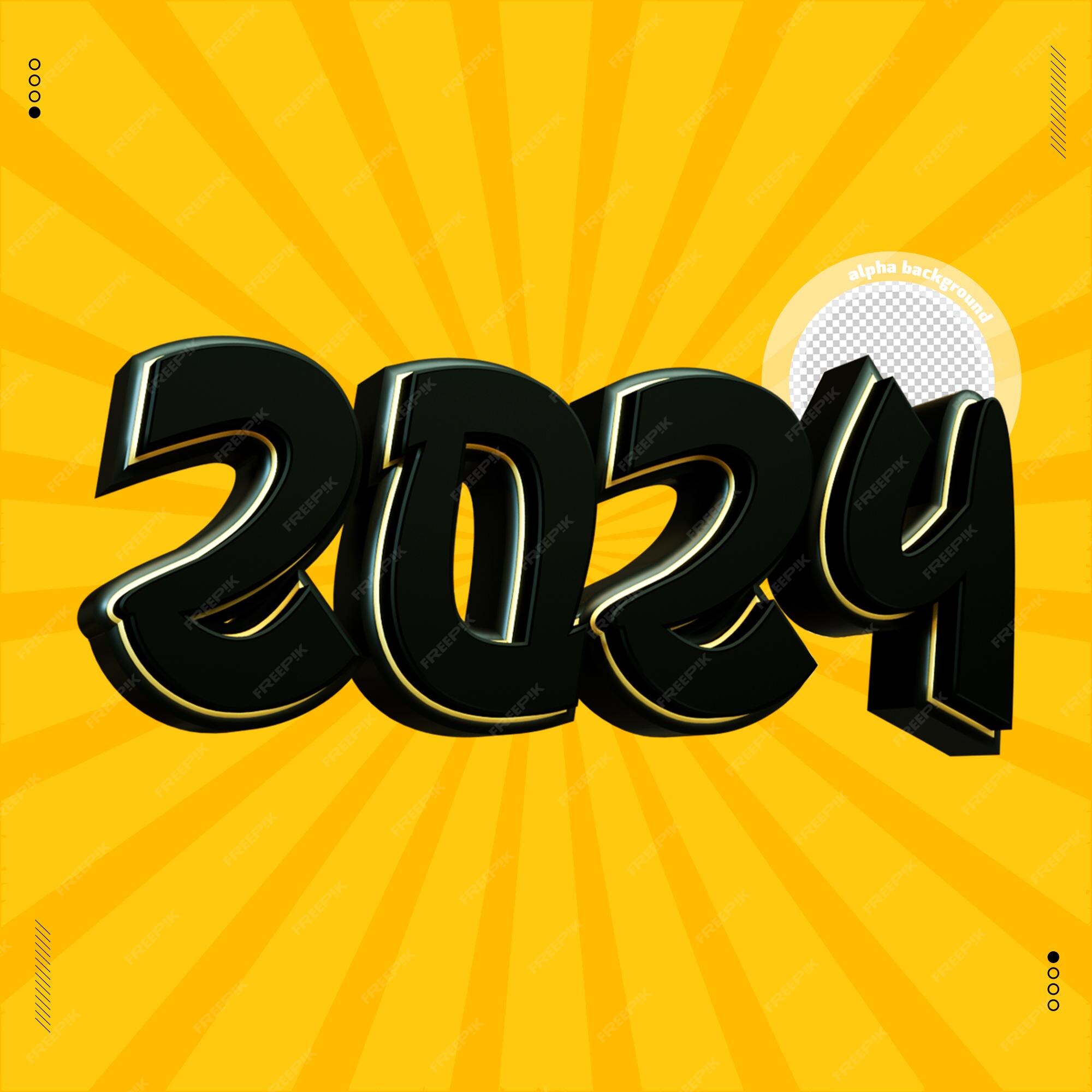 Premium PSD 3d render number 2024 font japanese black