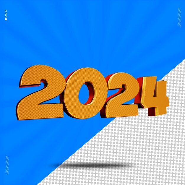 PSD 3d render numero 2024 font wafer