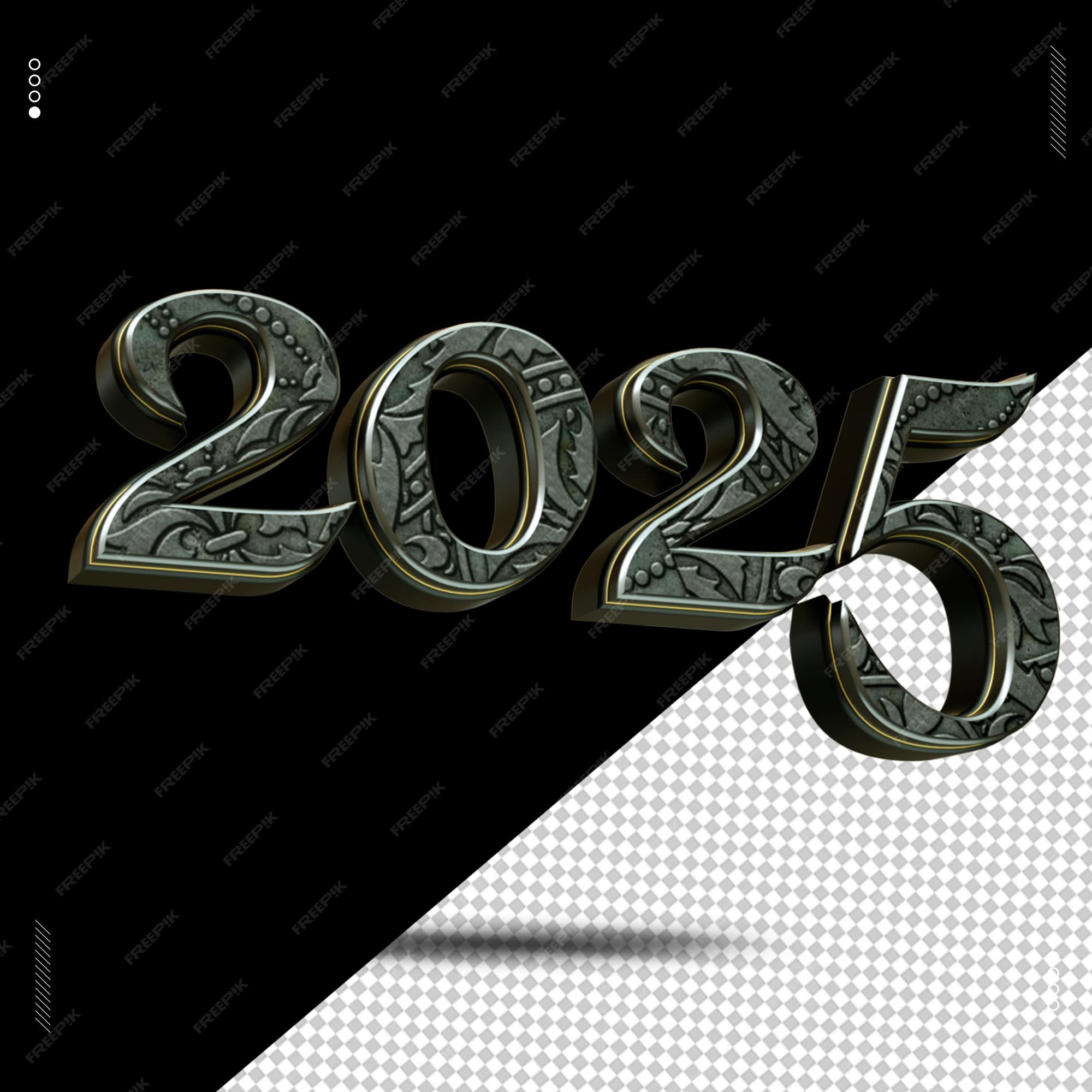 Premium PSD 3d render number 2025 font medieval