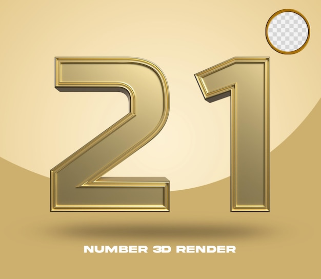 Premium PSD | 3d render number 21 gold