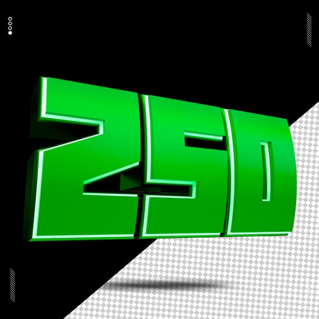 3d render number 250 font green