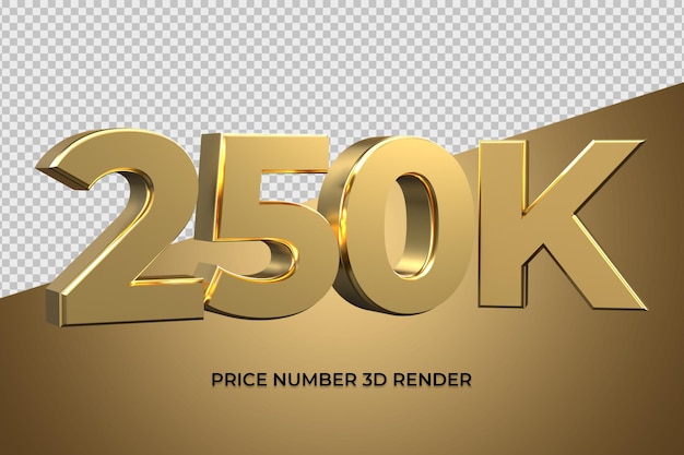 PSD 3d render number 250k gold style