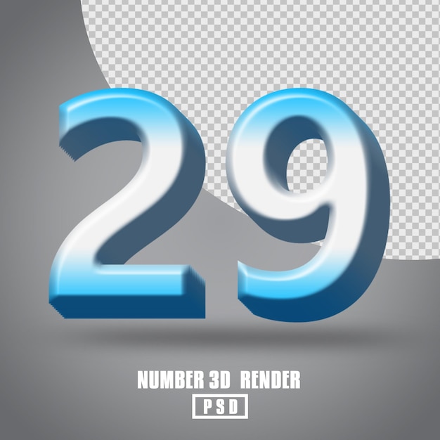 3d render number 29 blue white gradient