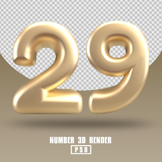 Premium PSD | 3d render number 29 gold style