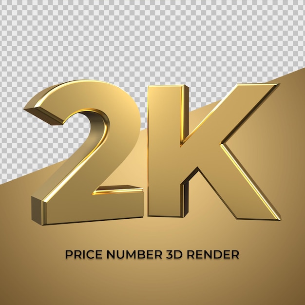 PSD 3d render number 2k gold style