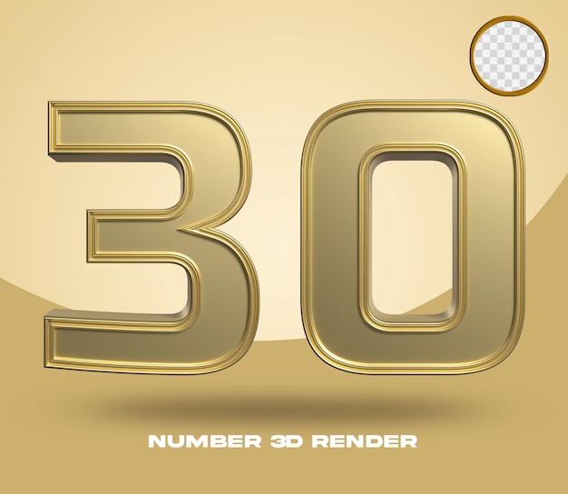 PSD 3d render number 30 gold