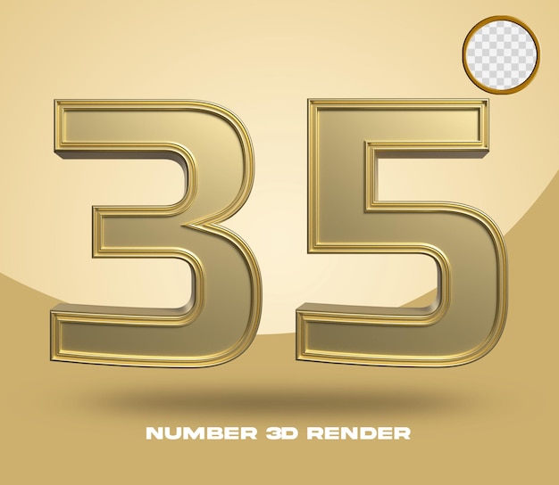 Rendering 3d numero 35 oro