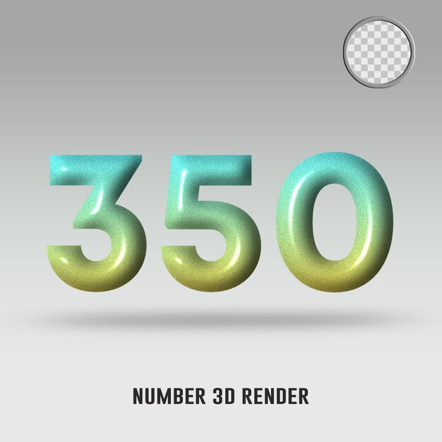 3d render number 350 yellow tosca gradient color