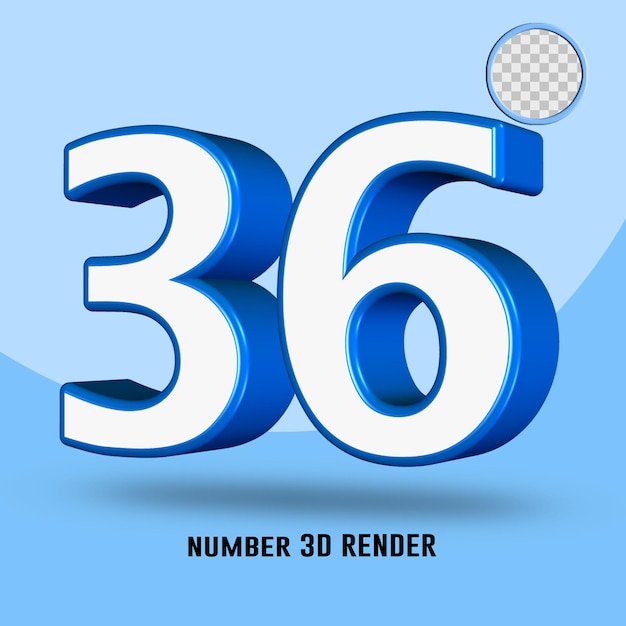 3d render number 36 blue white color