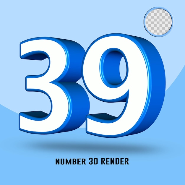 PSD 3d 렌더링 번호 39 파란색 흰색 색상
