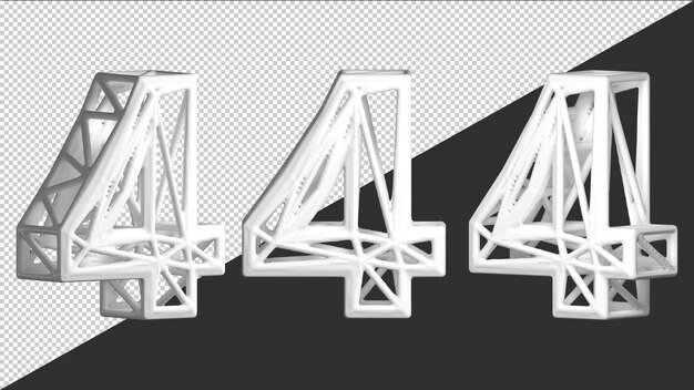 3d rendering numero 4 bianco astratto