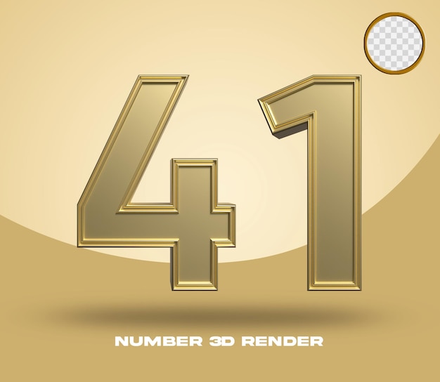 Rendering 3d numero 41 oro