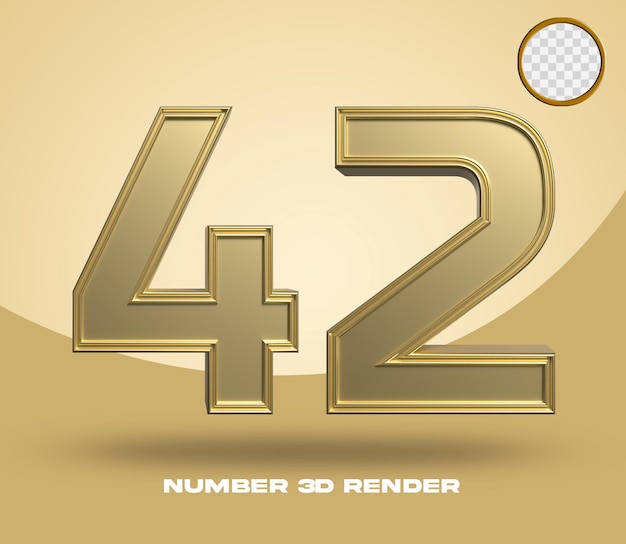 3d render number 42 gold