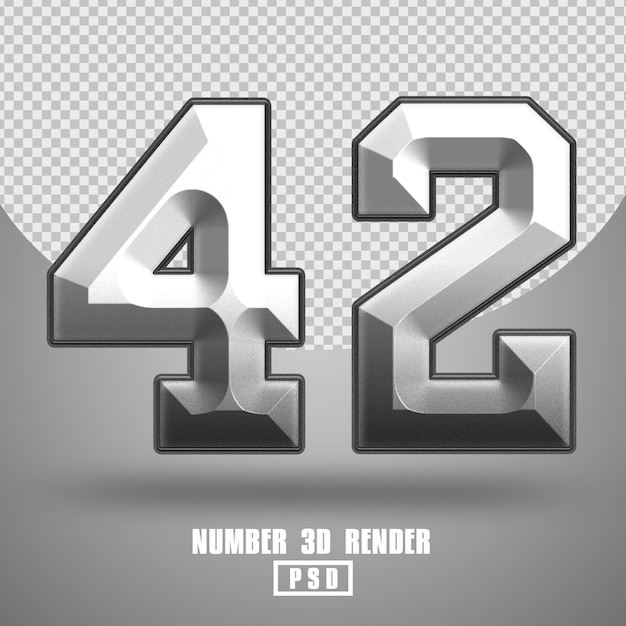 PSD 3d render number 42 metal style