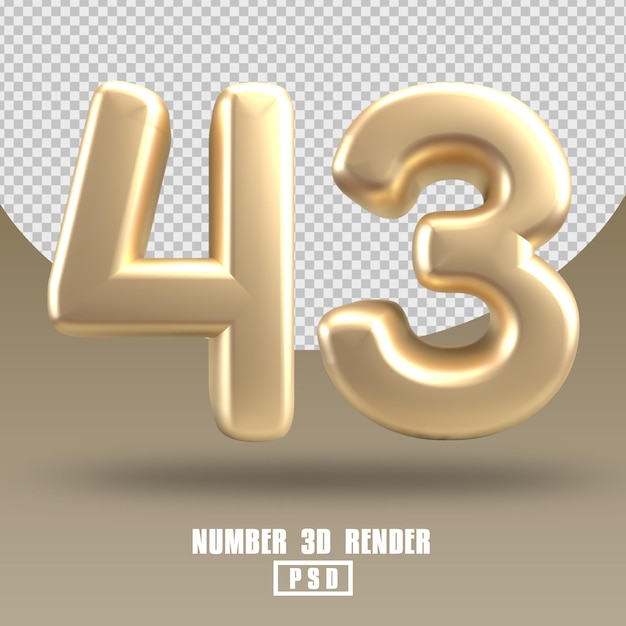 3Dレンダリング番号43ゴールドスタイル