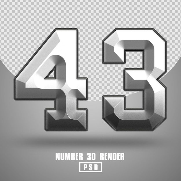 PSD 3d render number 43 metal style