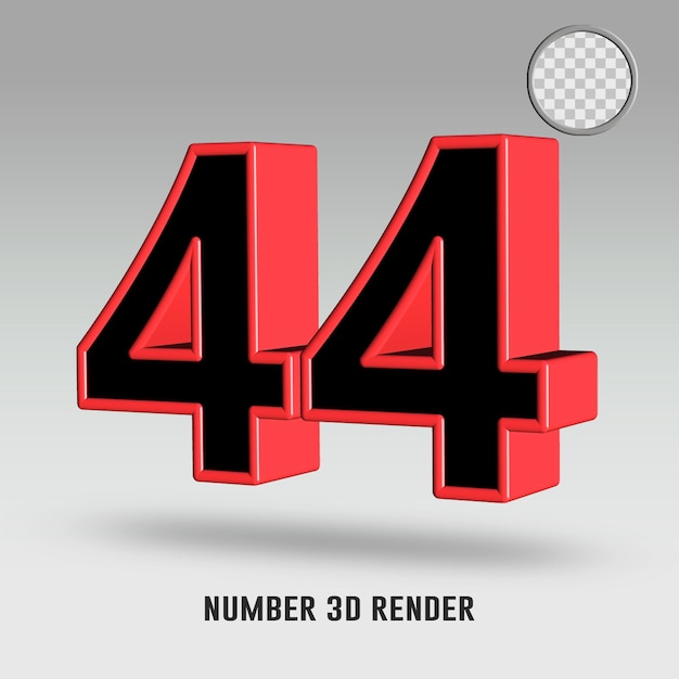 3d render number 44 black red color