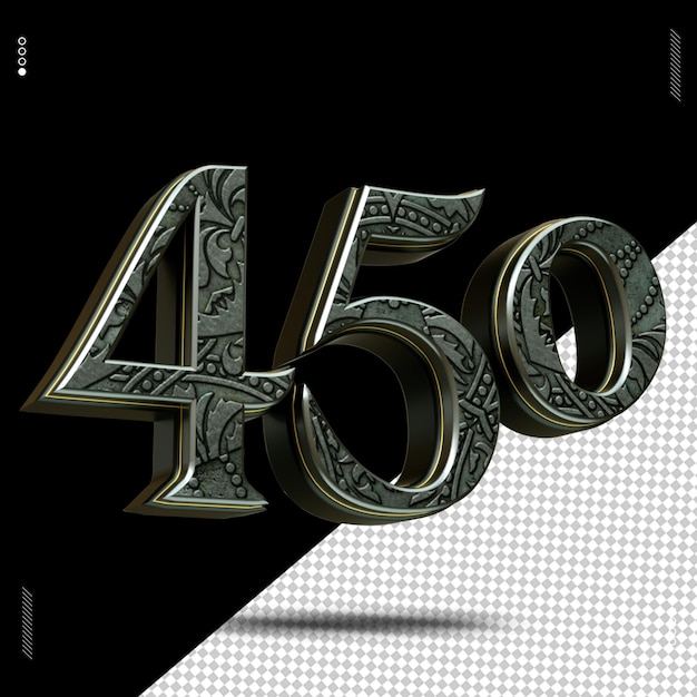 PSD 3d render number 450 font medieval