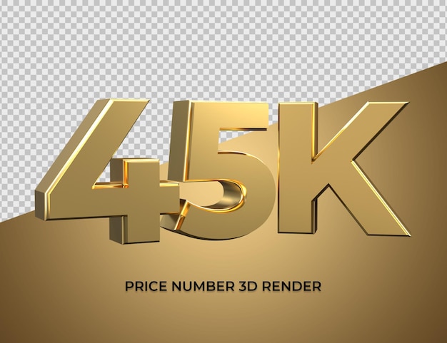 PSD numero di rendering 3d in stile oro 45k