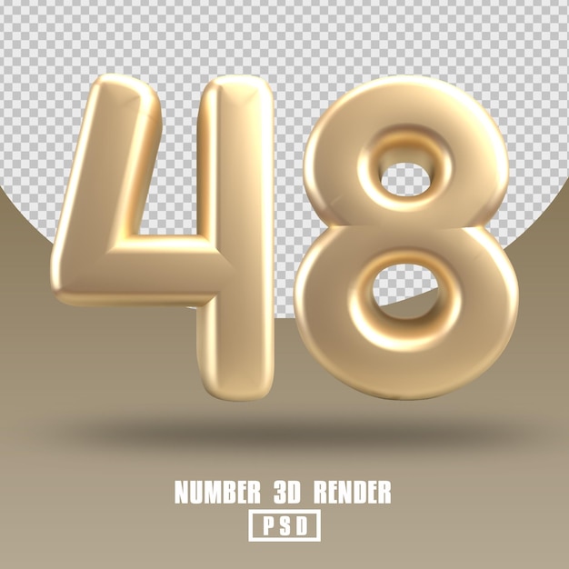 3d render number 48 gold style