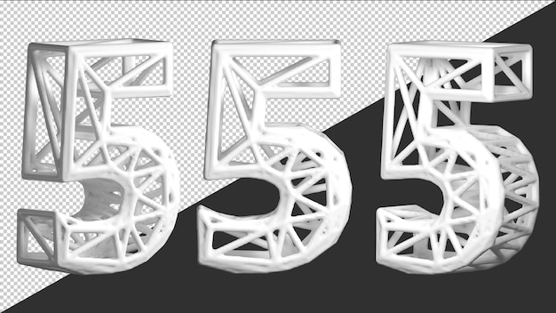 3dレンダリング番号5の白い抽象