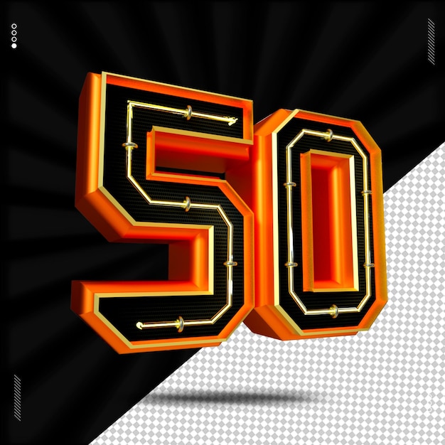 PSD rendering 3d numero 50 font neon