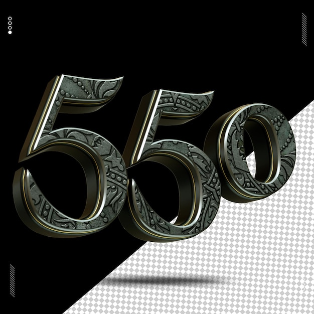 PSD 3d render number 550 font medieval